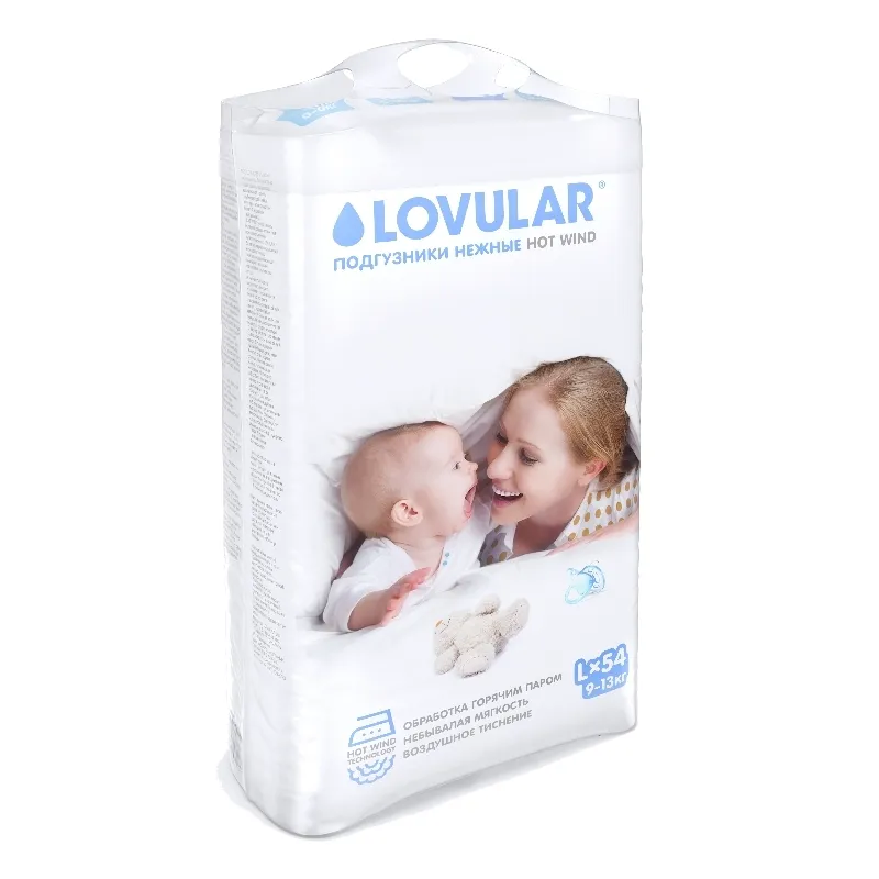 41y3dts9KcjLLVO9St6zcwTxWVsRNwstGms9Yrv2AEo= Подгузники детские LOVULAR HOT WIND L 9-13 кг, 54 шт/уп 6
