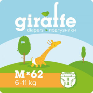 Подгузники LOVULAR GIRAFFE M 6-10кг, 62 шт/уп 15