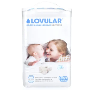 sQznaBK1vL5_4Xbywqsgbwf_tf00wZkW4-3YZrTkPgE= Подгузники детские LOVULAR HOT WIND L 9-13 кг, 54 шт/уп 20