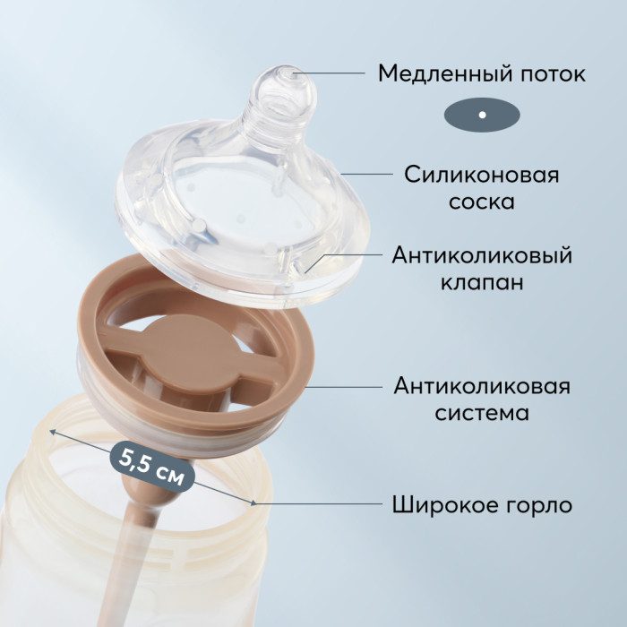 Бутылочка Happy Baby с ручками и силиконовой соской 300 мл. 6