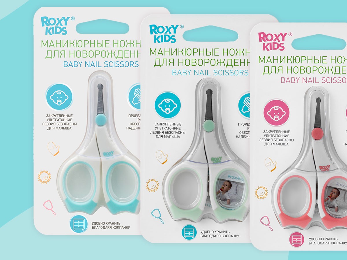 Ножницы маникюрные Roxy Kids для новорожденных с прорезиненными ручками 6