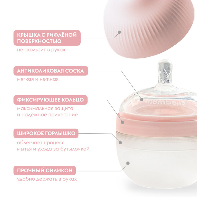 Бутылочка антиколиковая Mombella 120мл. силиконовая 3