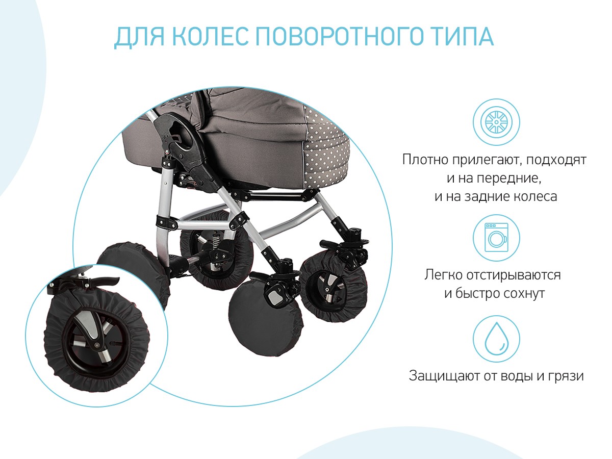 Чехлы на колеса Roxy Kids для коляски с поворотными колесами 3