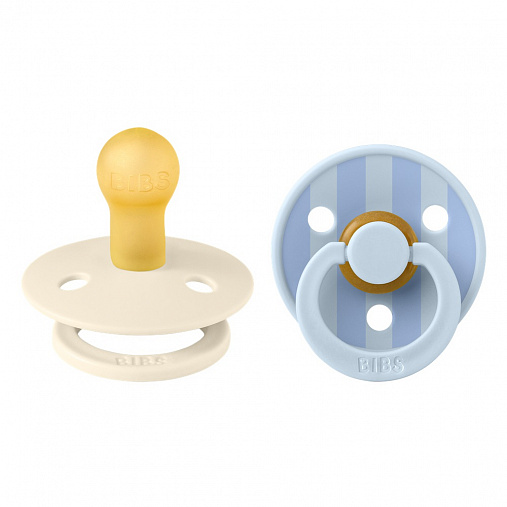 11022103_BIBS_Studio_COLOUR_PACK_Rnd_Latex_S1_Block_BabyBlueDustyBlueMix (1) Набор пустышек латексных BIBS Studio Colour, 2 шт. - Block, 0+ мес. 1