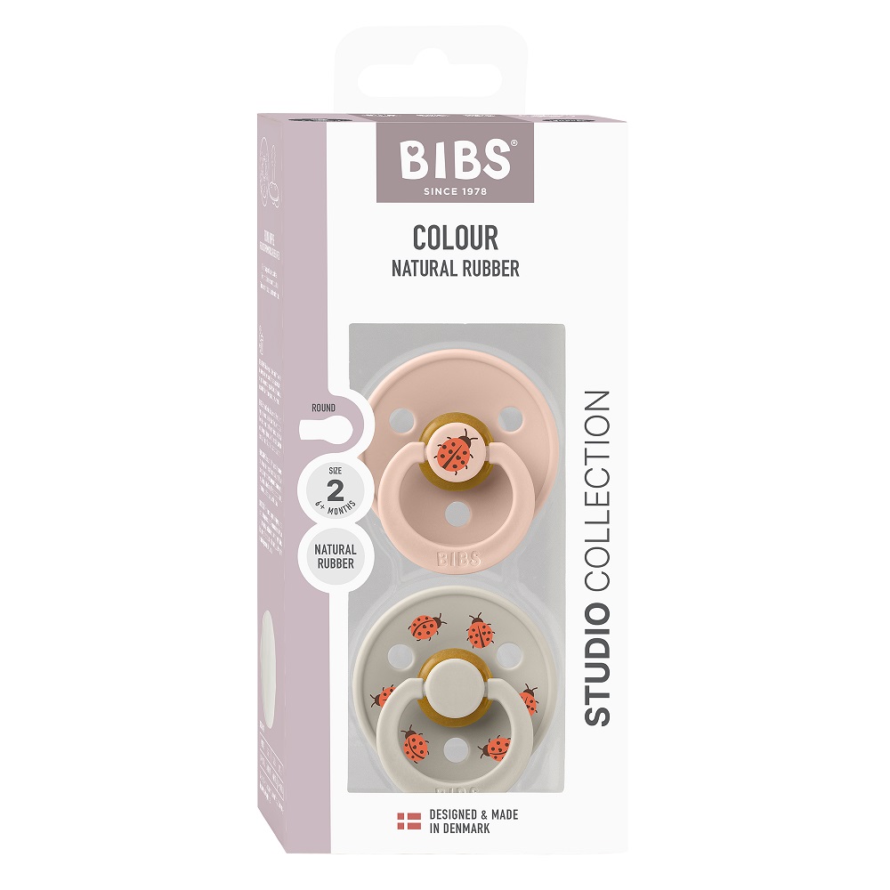 Набор пустышек латексных BIBS Studio Colour, 2 шт. - Ladybug, 6+ мес. 3