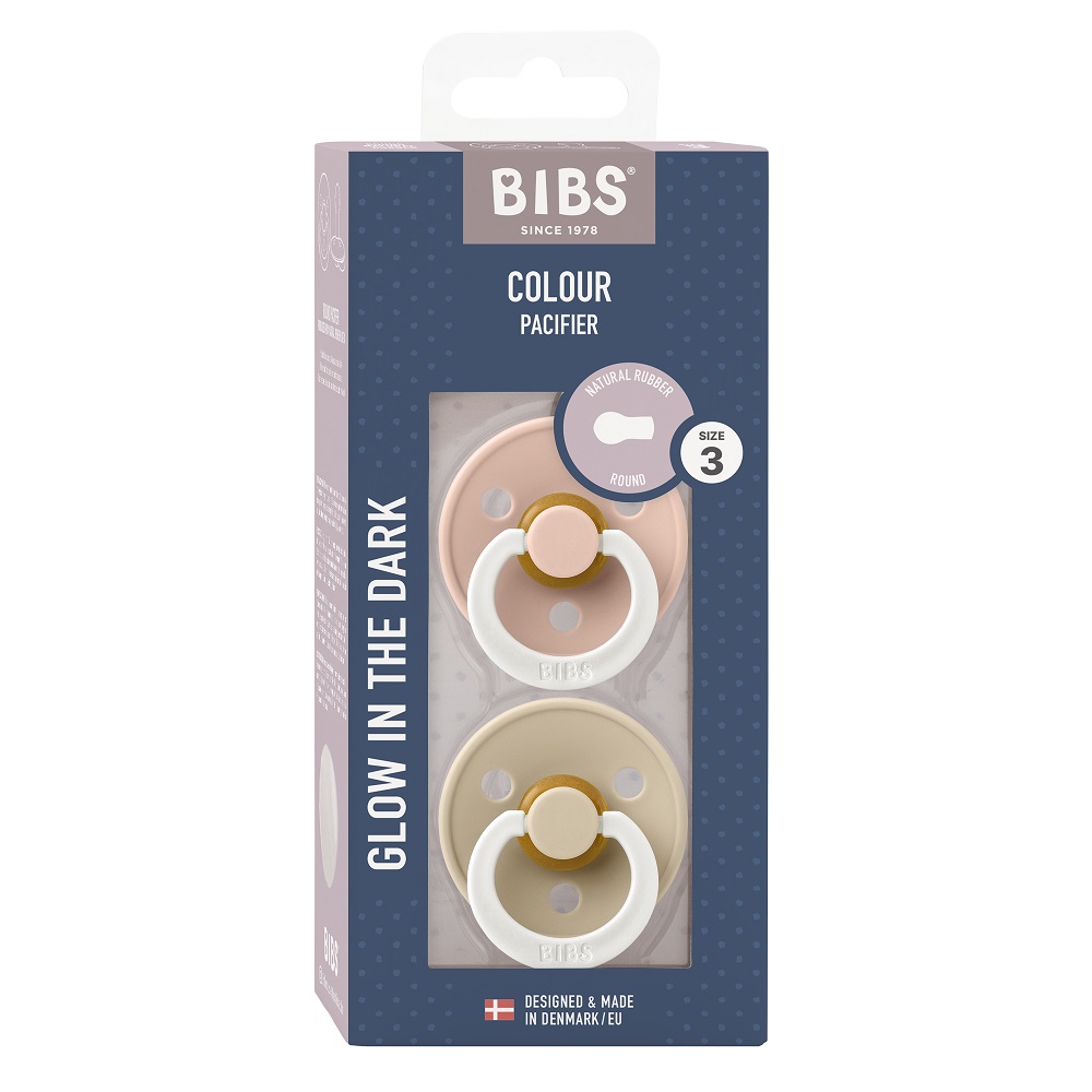 Набор пустышек латексных ночных BIBS Colour Glow, 2шт 18+ мес. 4 blush vanilla