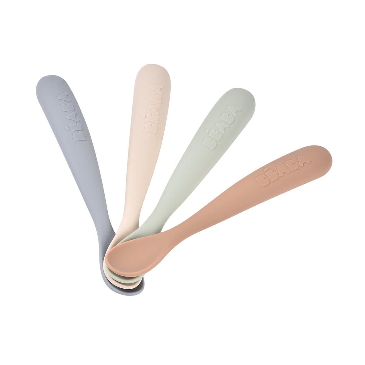 Набор из четырех силиконовых ложек Beaba 4М+ в блистерной упаковке SET OF 4 1ST AGE SILIC SPOONS NAT 1 натуральный