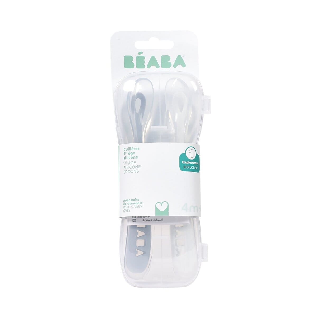 Набор из двух силиконовых ложек Beaba 4М+ с боксом для хранения SET 2 1AGE SILIC SPOON+BOX PEB 2 Набор из двух силиконовых ложек Beaba 4М+ с боксом для хранения SET 2 1AGE SILIC SPOON+BOX PEB