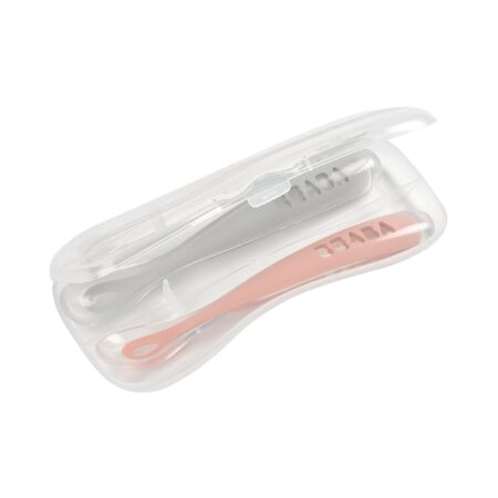 Набор эргономических ложек Beaba 2 ERGO 1ST AGE SPOONS+BOX PINK